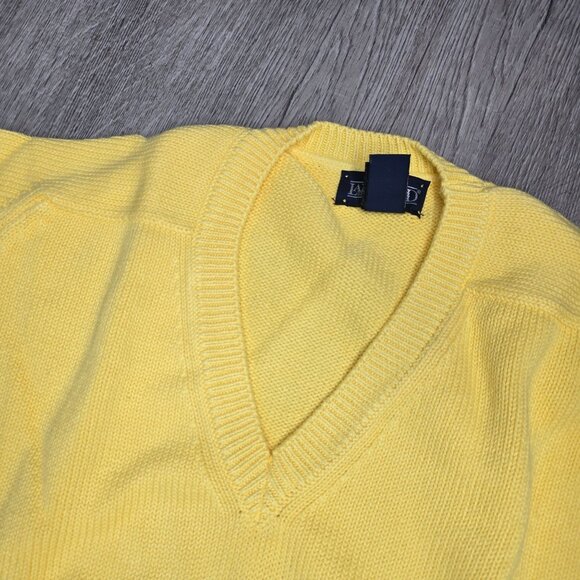 Lands End vintage 90s NWT Womens Regular Drifter V-Neck Cotton Sweater L Yellow - Picture 6 of 7